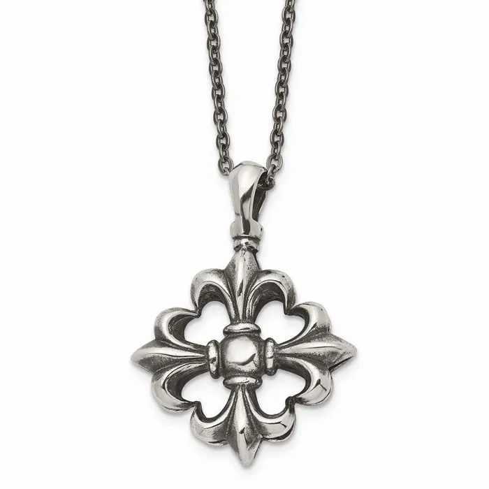 Necklaces Stainless Steel Polished and Antiqued Necklace Chisel