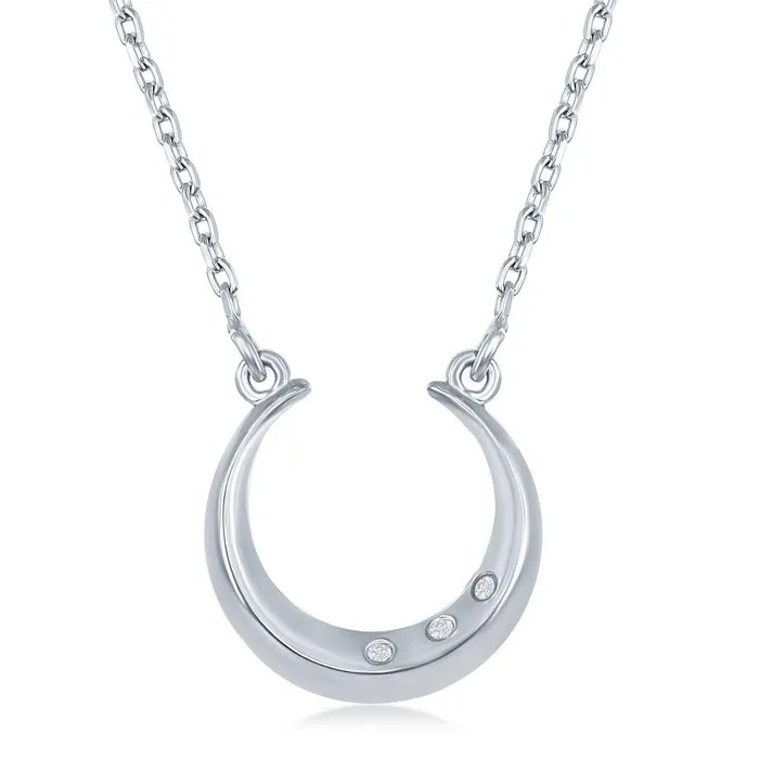Necklaces Sterling Silver Diamond Horseshoe Necklace Classic