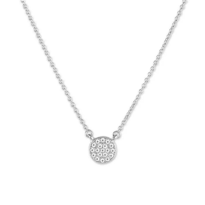 Necklaces Sterling Silver Small Round Micro Pave Necklace Classic