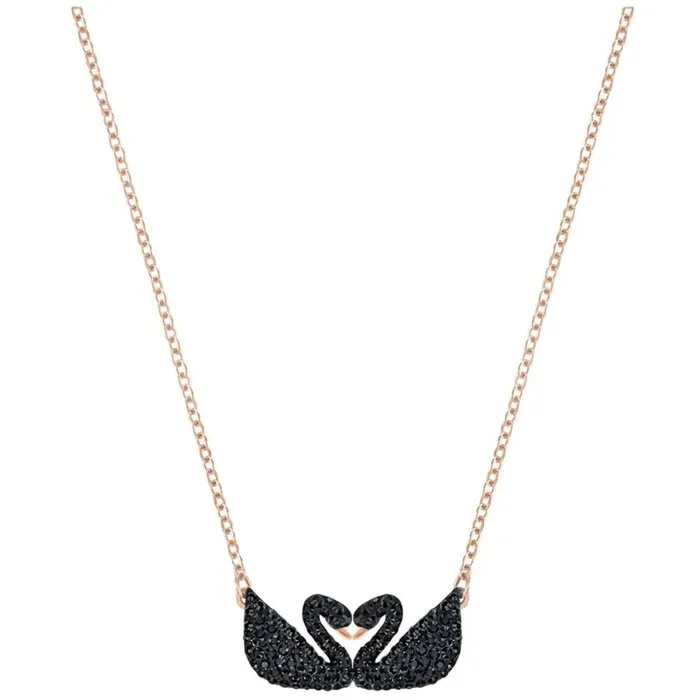 Necklaces Swarovski Swarovski Womens Necklace Iconic Swan Double Black Crystal Rose Gold 5296468 Necklaces Swarovski Swarovski Womens Necklace Iconic Swan Double Black Crystal Rose Gold 5296468
