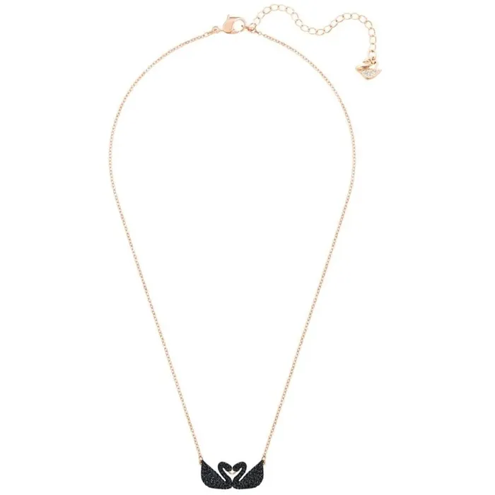 Necklaces Swarovski Swarovski Womens Necklace Iconic Swan Double Black Crystal Rose Gold 5296468
