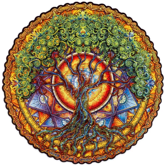 Necklaces Unidragon Unidragon Mandala Tree of Life Wooden Jigsaw Puzzle