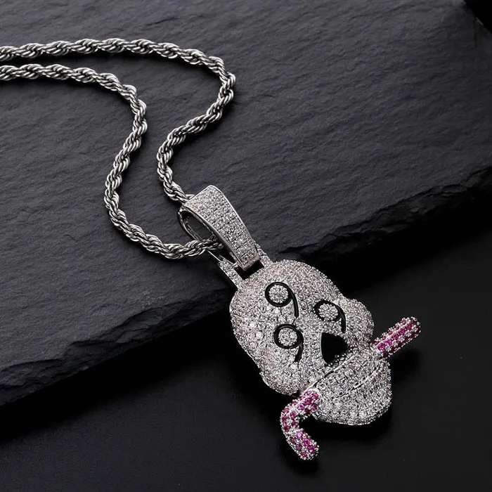 Necklaces VVS Jewelry Fully Iced 999 Skull Pendant Chain