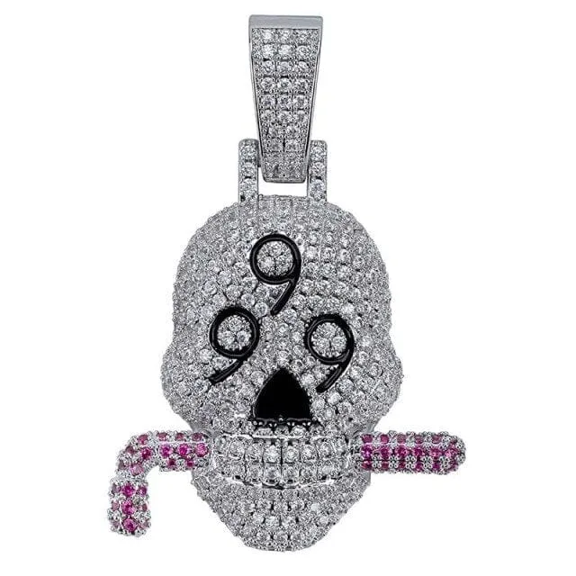 Necklaces VVS Jewelry Fully Iced 999 Skull Pendant Chain