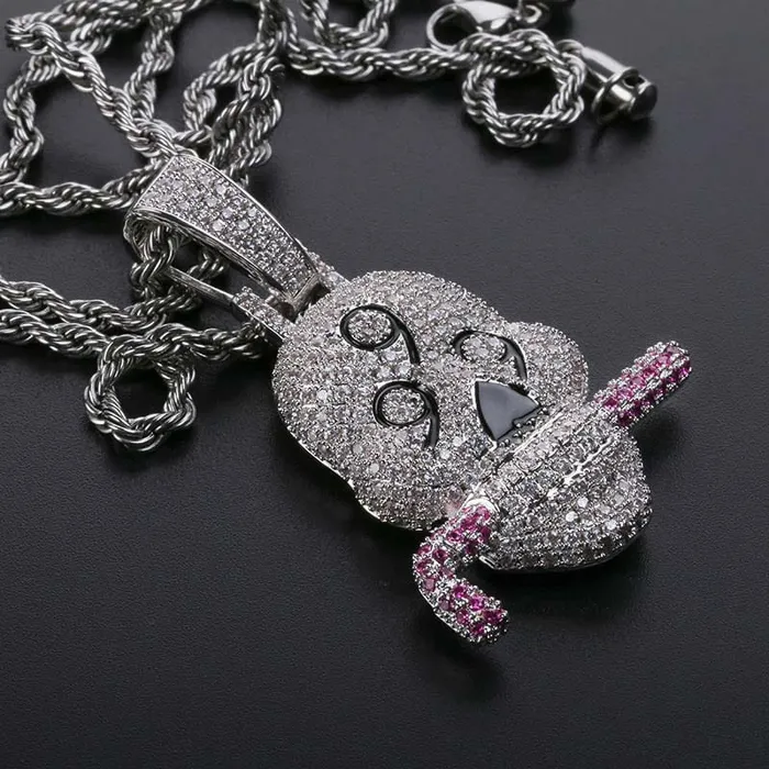Necklaces VVS Jewelry Fully Iced 999 Skull Pendant Chain