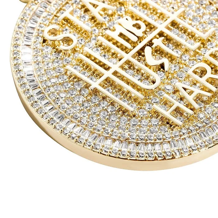 Necklaces VVS Jewelry Fully Iced Stay Humble Hustle Hard Round Pendant Chain