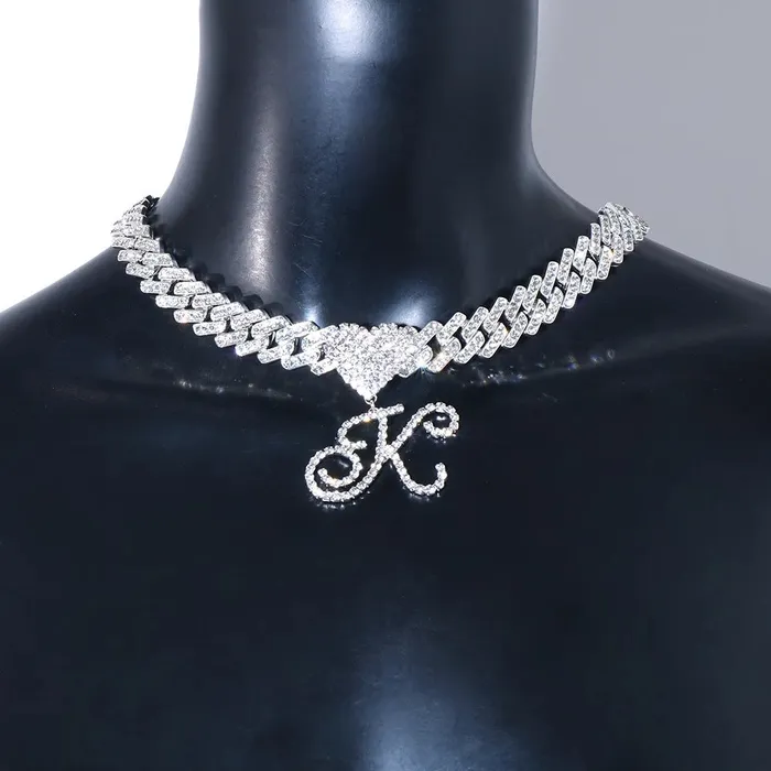 Necklaces VVS Jewelry Initial Cuban Letter Choker Chain VVS Jewelry
