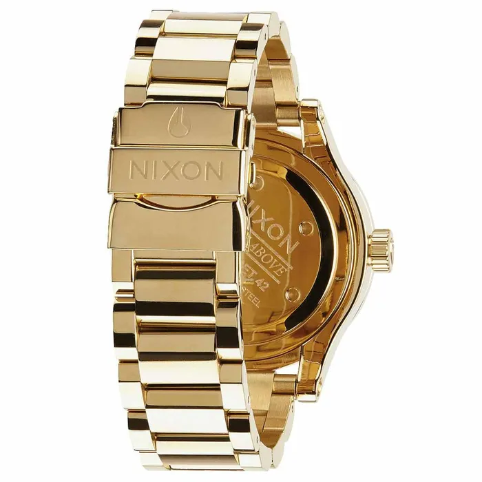 NIXON Bracelets Nixon A384502 Womens Facet 42 Gold Tone Dial Yellow Gold Plated Steel Bracelet Lefty Watch