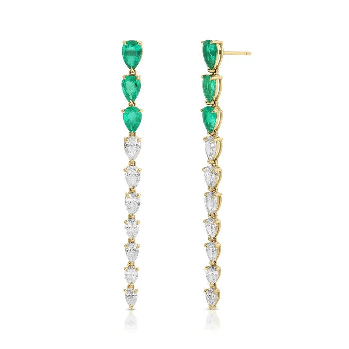 PEAR SHAPED EMERALD AND DIAMOND DROP EARRINGS Anita Ko Earrings