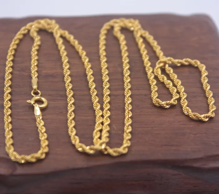 PreStyled Sets VVS Jewelry Solid 18K Yellow Gold Rope Chain