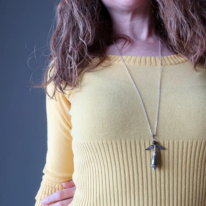 Pyrite Necklace Radiant Gold Angel Gemstone Gift Satin Crystals Necklaces