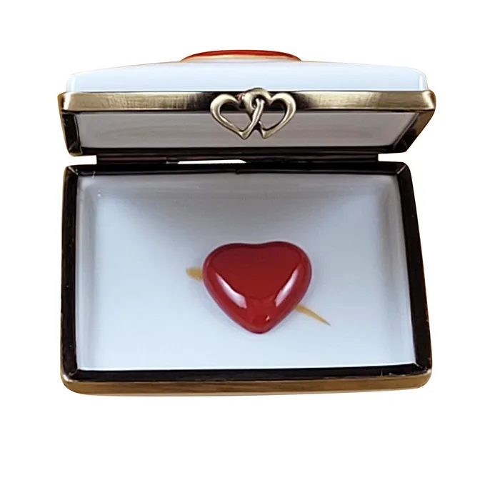 Rochard Limoges Necklaces Rochard Sealed Envelope with Love and Removable Heart Limoges Box