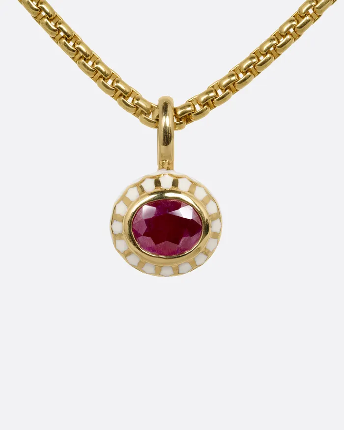 Ruby and Enamel Pendant Necklace KATHRYN BENTLEY Necklaces