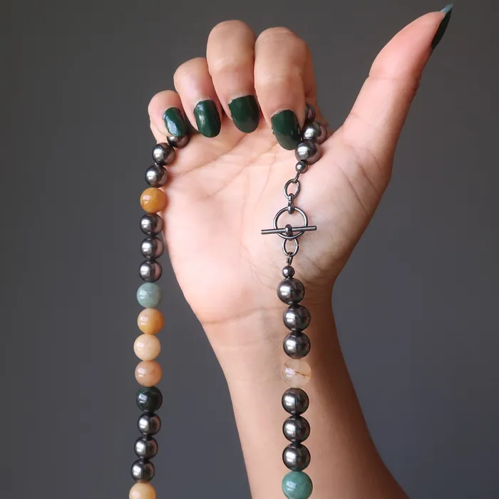 Satin Crystals Aventurine Necklace Abundant Me Green Yellow Orange Necklaces