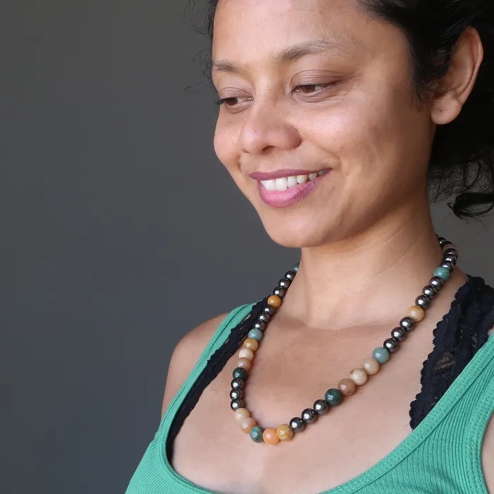 Satin Crystals Aventurine Necklace Abundant Me Green Yellow Orange Necklaces