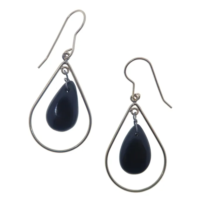 Satin Crystals Earrings Jet Earrings Refined Elegance Sterling Silver Teardrop Hoops Satin Crystals Earrings Jet Earrings Refined Elegance Sterling Silver Teardrop Hoops