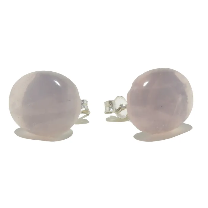 Satin Crystals Earrings Rose Quartz Earrings Im in Love Studs Sterling Silver