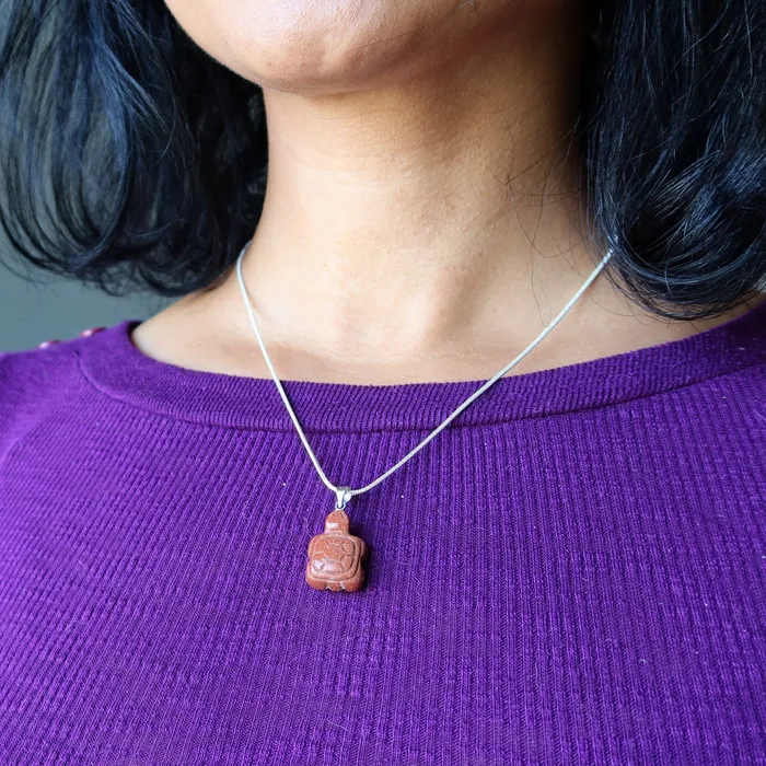 Satin Crystals Goldstone Necklace Turtle Animal Spirit Stone Silver Necklaces