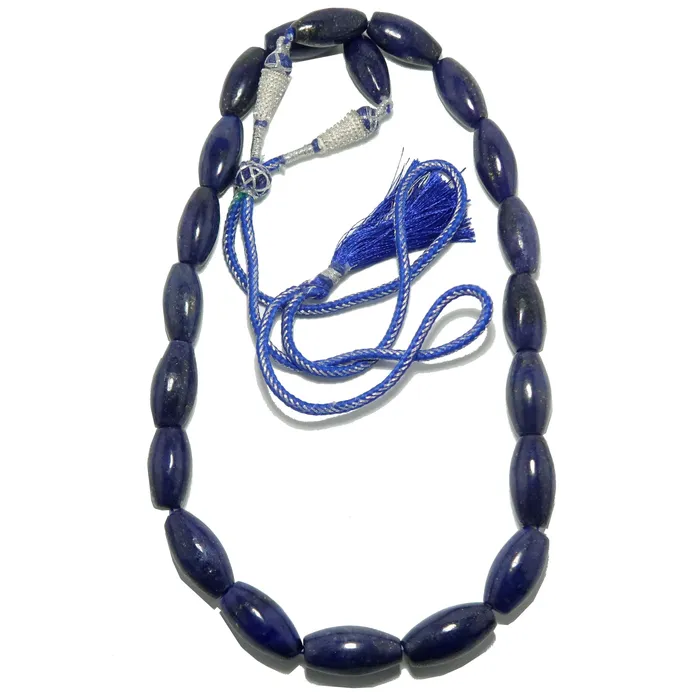 Satin Crystals Necklaces Lapis Necklace Blue Beaded Statement Stone