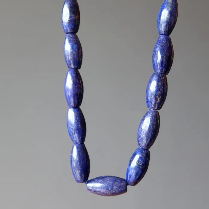 Satin Crystals Necklaces Lapis Necklace Blue Beaded Statement Stone