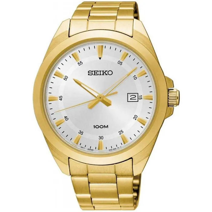 SEIKO Bracelets Seiko Mens Quartz Watch Neo Classic Silver Dial Yellow Gold Bracelet SUR212P1 SEIKO Bracelets Seiko Mens Quartz Watch Neo Classic Silver Dial Yellow Gold Bracelet SUR212P1