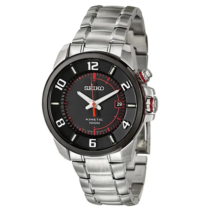 Seiko Bracelets Seiko SKA553 Mens Core Kinetic Power Reserve Black Dial Stainless Steel Bracelet Watch Seiko Bracelets Seiko SKA553 Mens Core Kinetic Power Reserve Black Dial Stainless Steel Bracelet Watch