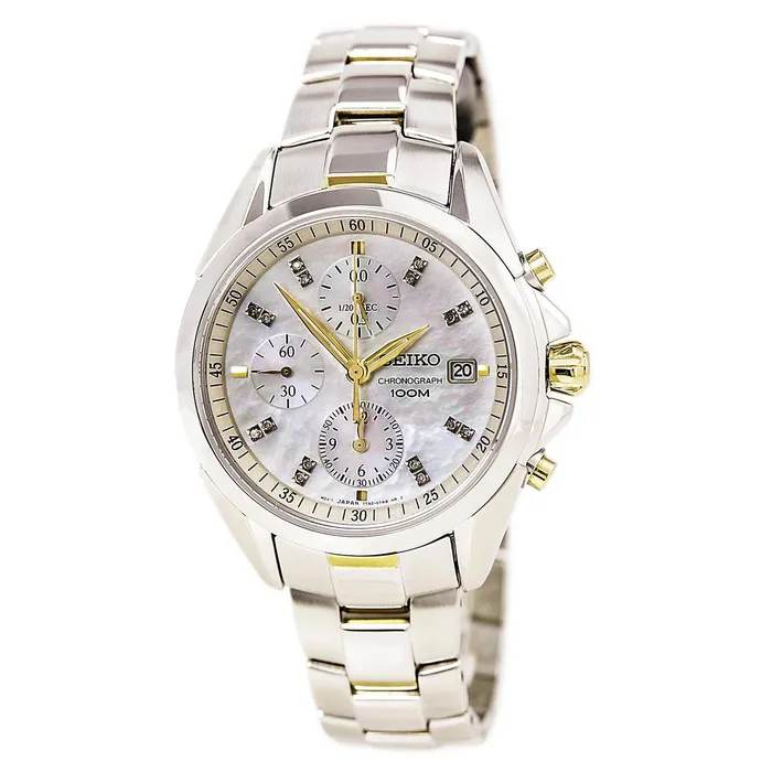 Seiko Bracelets Seiko SNDY33P1 Womens White MOP Dial Two Tone Bracelet Chronograph Watch Seiko Bracelets Seiko SNDY33P1 Womens White MOP Dial Two Tone Bracelet Chronograph Watch