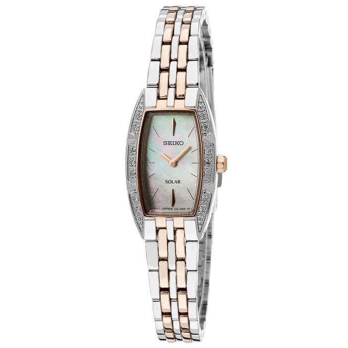 Seiko Bracelets Seiko SUP154 Womens Dress Solar MOP Dial Two Tone Steel Bracelet Watch Seiko Bracelets Seiko SUP154 Womens Dress Solar MOP Dial Two Tone Steel Bracelet Watch