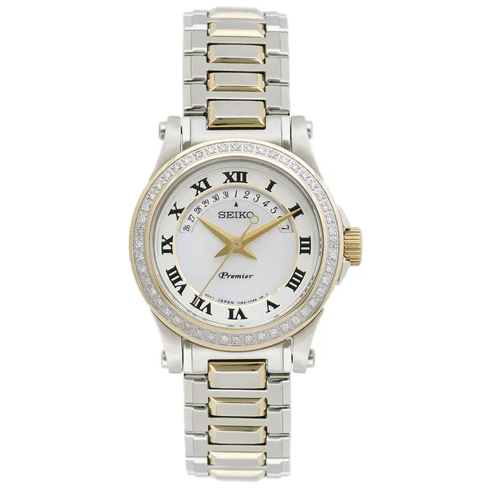 Seiko Bracelets Seiko SXD774 Womens Premier White MOP Dial Two Tone Steel Bracelet Diamond Watch Seiko Bracelets Seiko SXD774 Womens Premier White MOP Dial Two Tone Steel Bracelet Diamond Watch