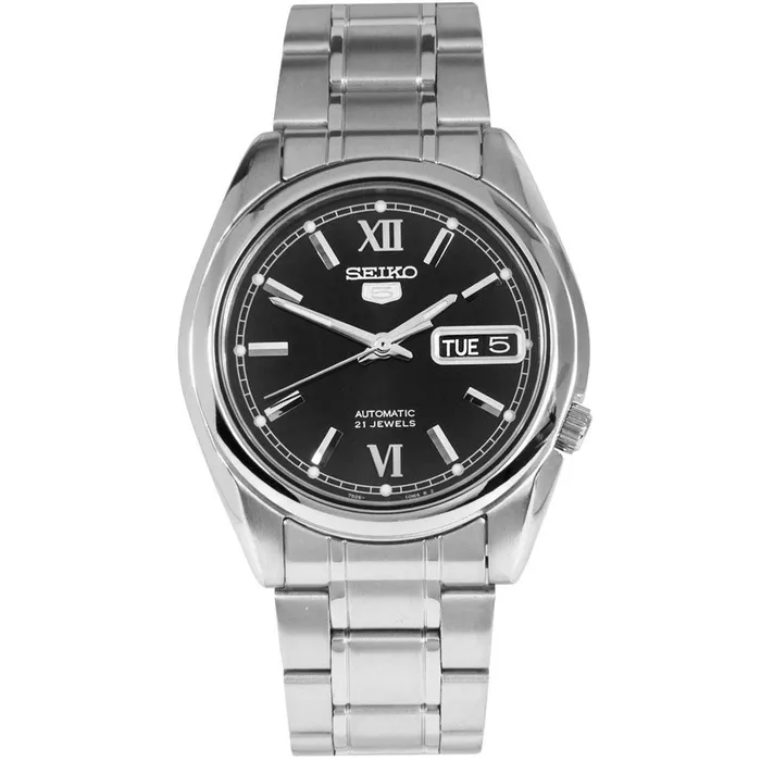 Seiko Mens Automatic Watch Series 5 Black Dial Silver Steel Bracelet SNKL55K1 SEIKO Bracelets Seiko Mens Automatic Watch Series 5 Black Dial Silver Steel Bracelet SNKL55K1 SEIKO Bracelets