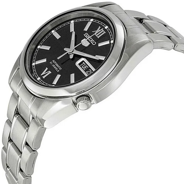 Seiko Mens Automatic Watch Series 5 Black Dial Silver Steel Bracelet SNKL55K1 SEIKO Bracelets Seiko Mens Automatic Watch Series 5 Black Dial Silver Steel Bracelet SNKL55K1 SEIKO Bracelets