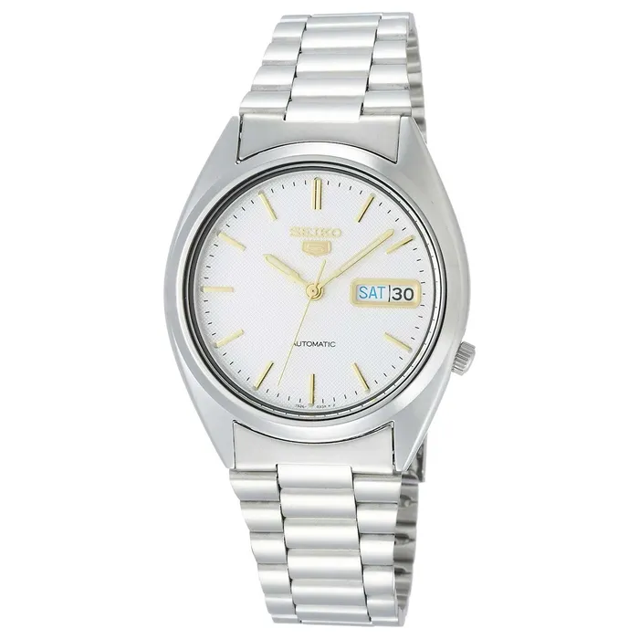 SEIKO Seiko Mens Watch Series 5 Automatic White Dial Silver Steel Bracelet SNXG47K1 Bracelets SEIKO Seiko Mens Watch Series 5 Automatic White Dial Silver Steel Bracelet SNXG47K1 Bracelets