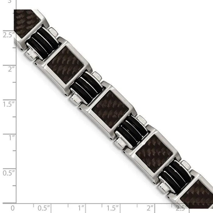 Stainless Steel BrushedPolished Black Carbon Fiber InlayRubber 9in Bracel Chisel Bracelets Stainless Steel BrushedPolished Black Carbon Fiber InlayRubber 9in Bracel Chisel Bracelets