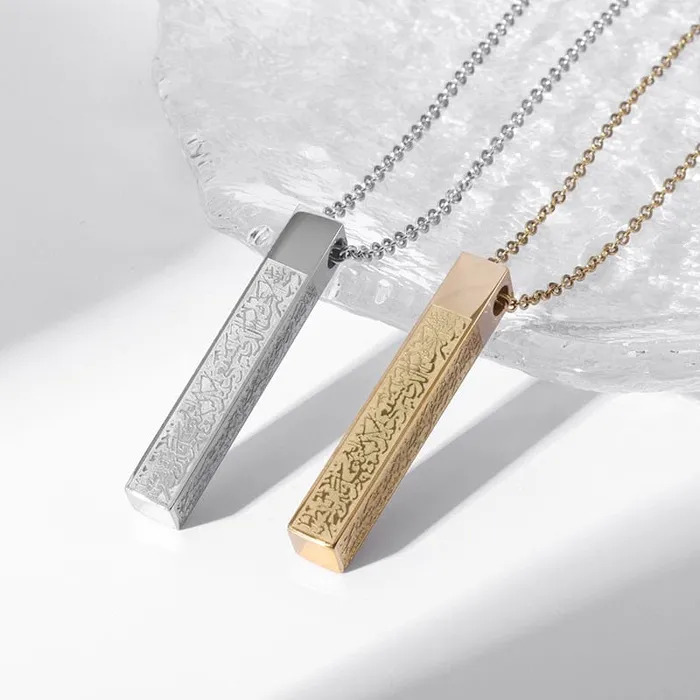 Stainless Steel Carved Scripture Pendant VVS Jewelry Necklaces