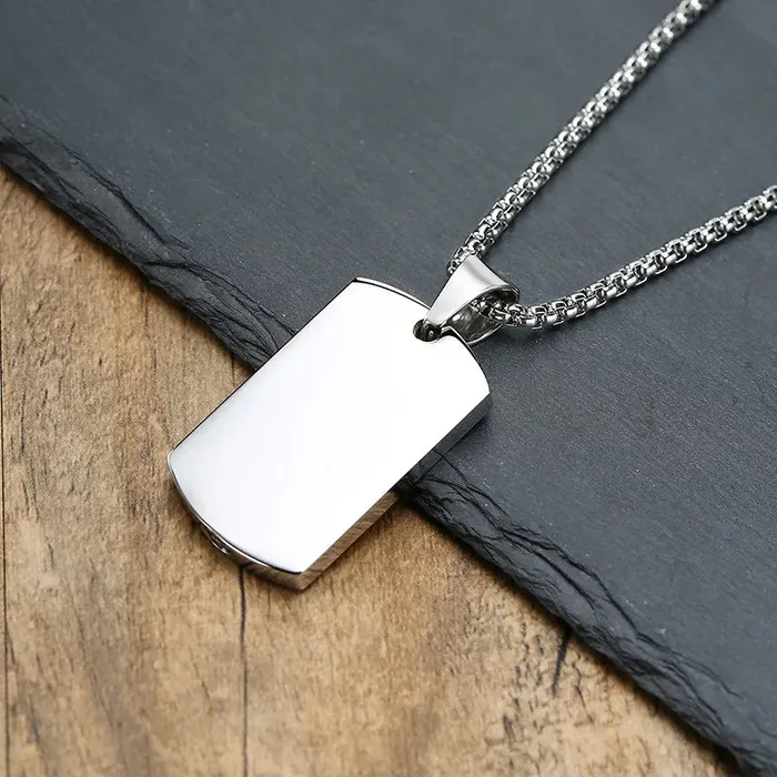 Stainless Steel Dog Tag Cremation Urn Pendant Necklace VVS Jewelry Necklaces
