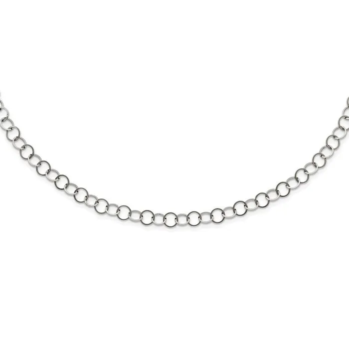Stainless Steel Polished 6MM Circle Link Necklace Chisel Necklaces