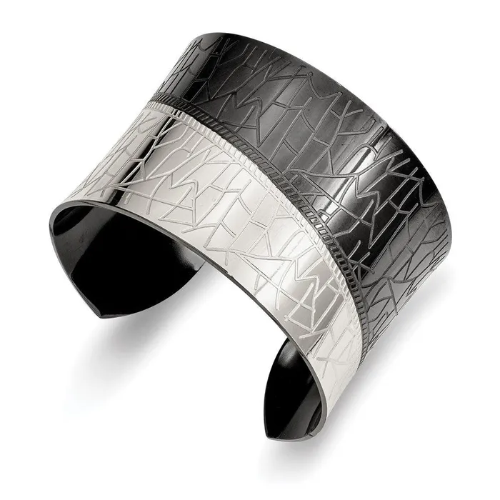 Stainless Steel Polished Black IPplated Cuff Bangle Chisel Bracelets