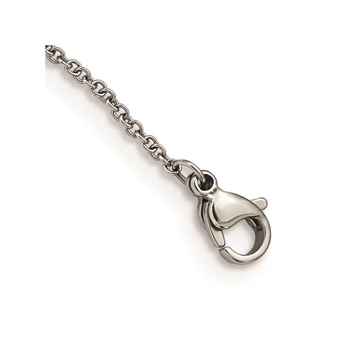 Stainless Steel Polished Black MOPCZ w3in ext Necklace Chisel Necklaces Stainless Steel Polished Black MOPCZ w3in ext Necklace Chisel Necklaces