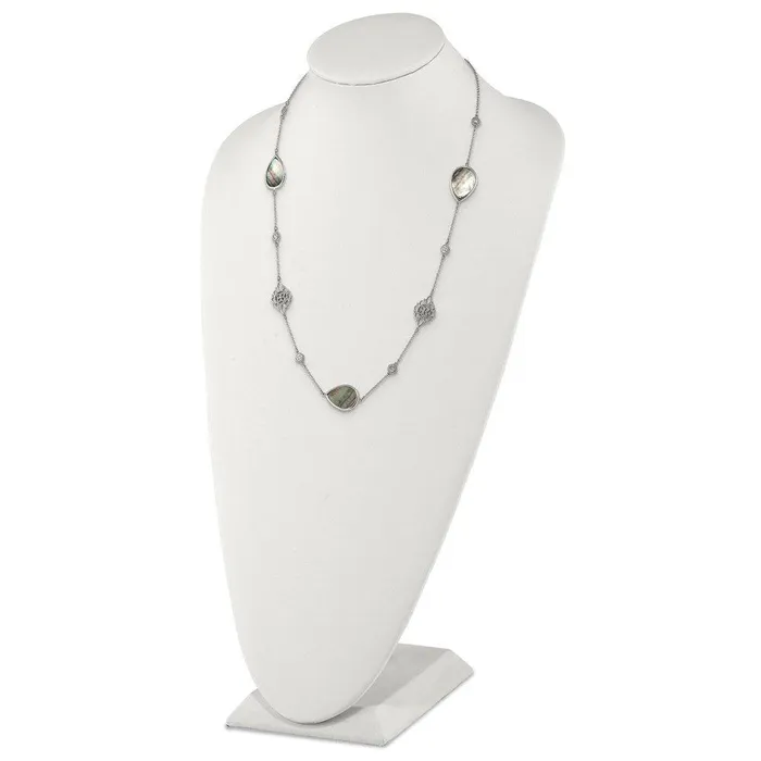 Stainless Steel Polished Black MOPCZ w3in ext Necklace Chisel Necklaces Stainless Steel Polished Black MOPCZ w3in ext Necklace Chisel Necklaces