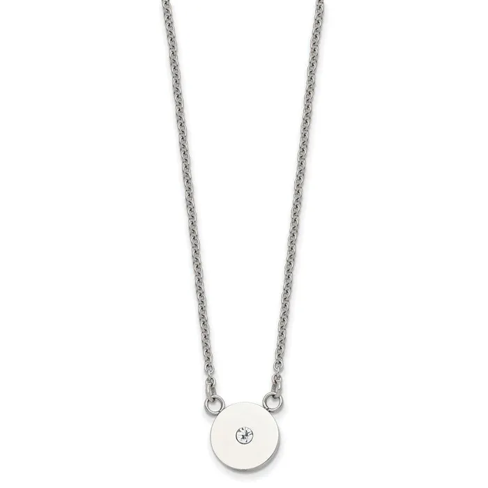 Stainless Steel Polished CZ Necklace Chisel Necklaces