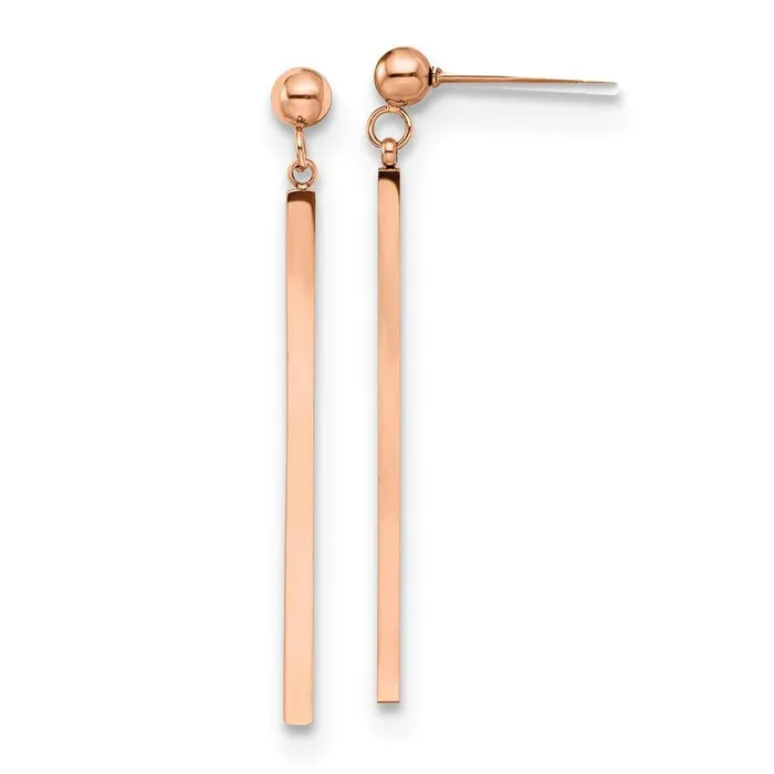 Stainless Steel Polished Rose IPplated Bar Post Dangle Earrings Chisel Earrings Stainless Steel Polished Rose IPplated Bar Post Dangle Earrings Chisel Earrings