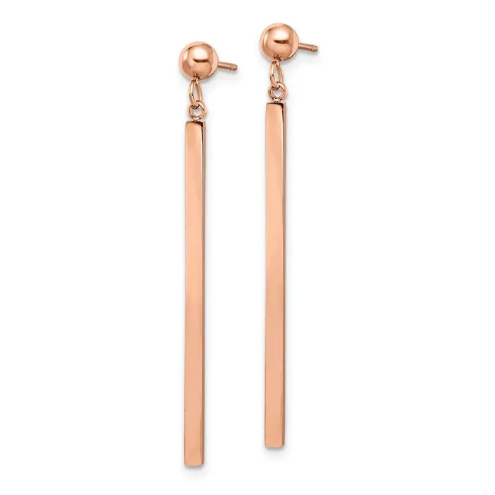 Stainless Steel Polished Rose IPplated Bar Post Dangle Earrings Chisel Earrings Stainless Steel Polished Rose IPplated Bar Post Dangle Earrings Chisel Earrings