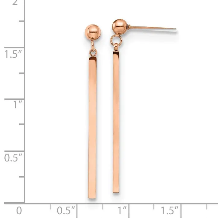 Stainless Steel Polished Rose IPplated Bar Post Dangle Earrings Chisel Earrings Stainless Steel Polished Rose IPplated Bar Post Dangle Earrings Chisel Earrings