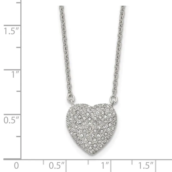 Stainless Steel Polished w Preciosa Crystal Heart w2 inch ext Necklace Chisel Necklaces Stainless Steel Polished w Preciosa Crystal Heart w2 inch ext Necklace Chisel Necklaces