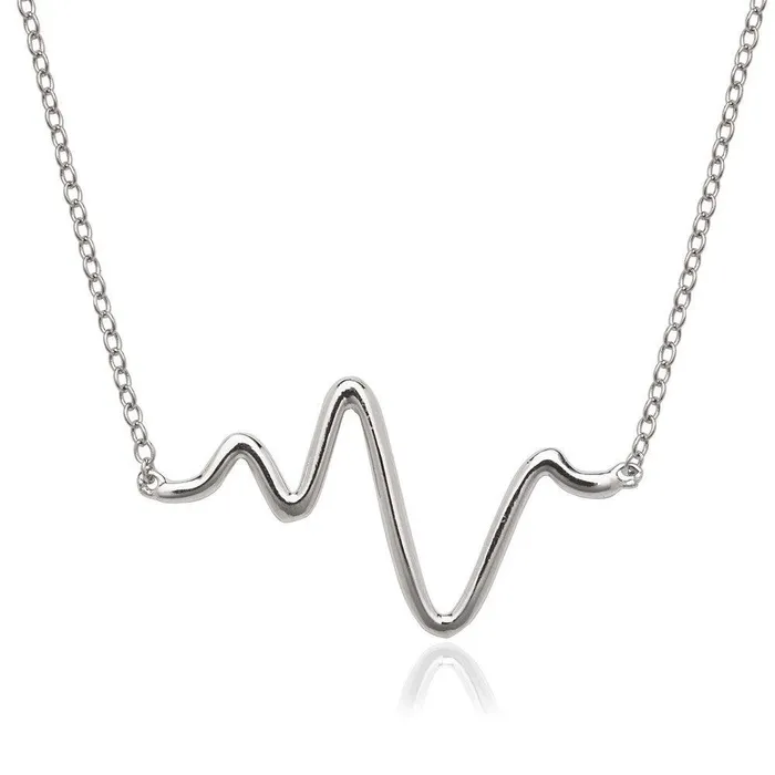 Sterling Silver Rounded Heartbeat Necklace Classic Necklaces
