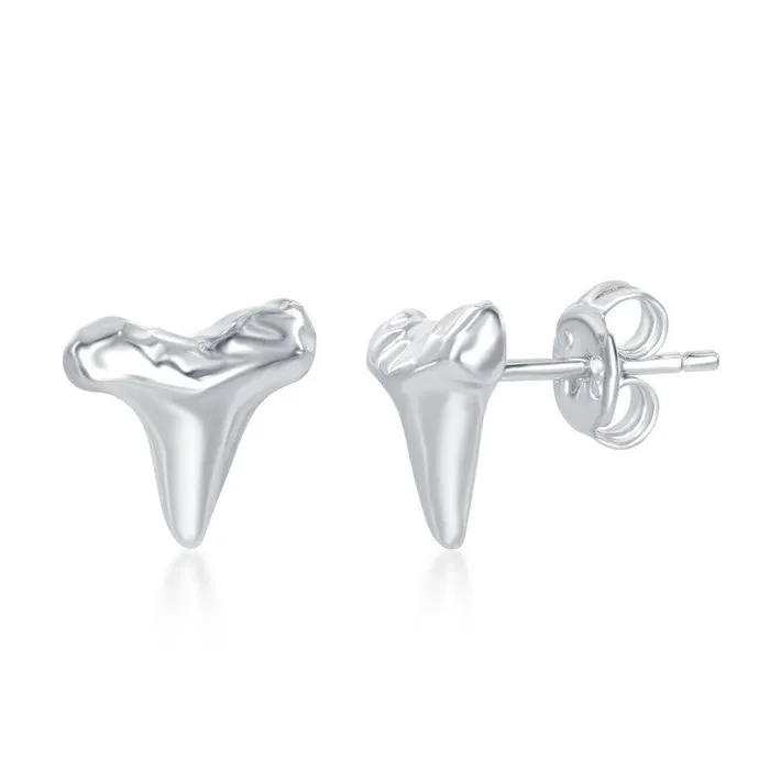 Sterling Silver Shark Tooth Stud Earrings Classic Earrings