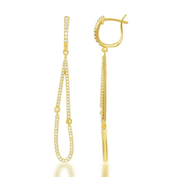 Sterling Silver Yellow Gold Teardrop Earrings Classic Earrings