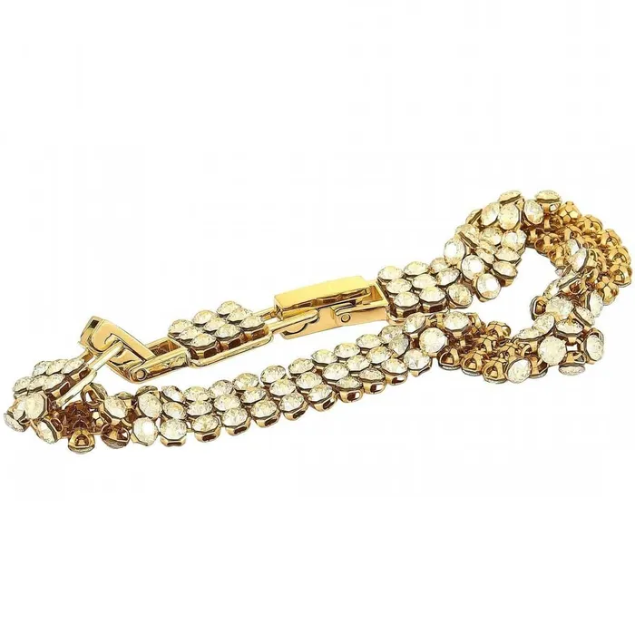 Swarovski Womens Bracelet Fit Crystal Yellow Gold Steel Mesh Bracelet 5381138 Swarovski Bracelets