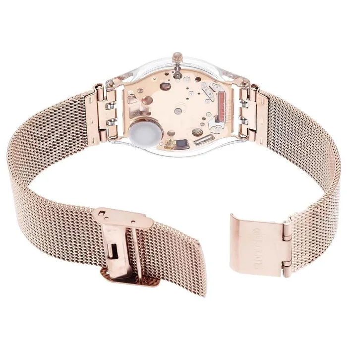 Swatch Swatch SFP115M Womens Skin Rose Gold Dial Rose Gold Plated Steel Mesh Bracelet Watch Bracelets