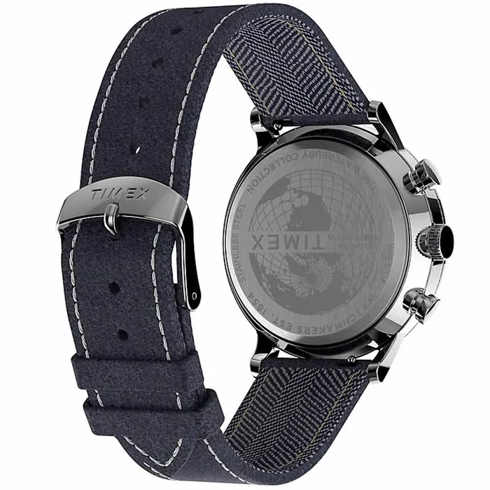 Timex Timex Mens Chronograph Watch Waterbury Blue Dial Leather Strap TW2T71300VQ Watches Timex Timex Mens Chronograph Watch Waterbury Blue Dial Leather Strap TW2T71300VQ Watches